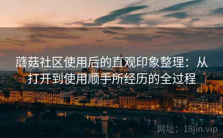 蘑菇社区使用后的直观印象整理：从打开到使用顺手所经历的全过程
