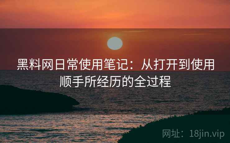 黑料网日常使用笔记：从打开到使用顺手所经历的全过程