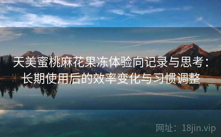 天美蜜桃麻花果冻体验向记录与思考：长期使用后的效率变化与习惯调整