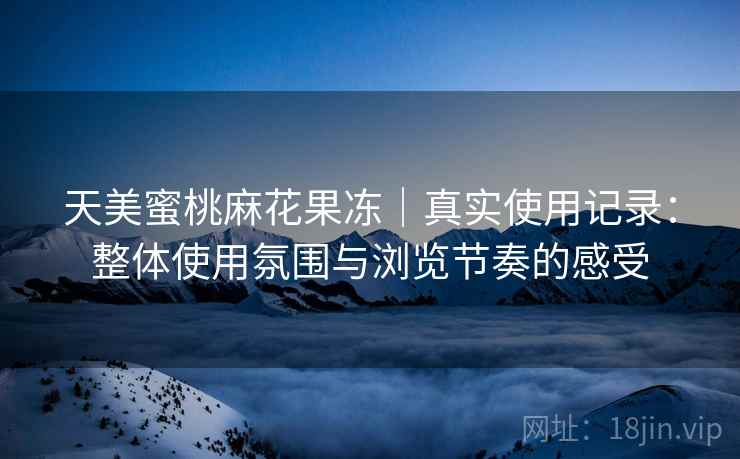 天美蜜桃麻花果冻｜真实使用记录：整体使用氛围与浏览节奏的感受