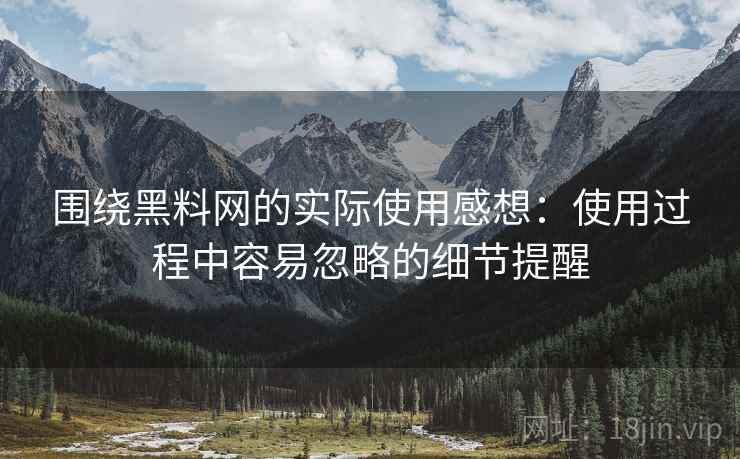 围绕黑料网的实际使用感想：使用过程中容易忽略的细节提醒