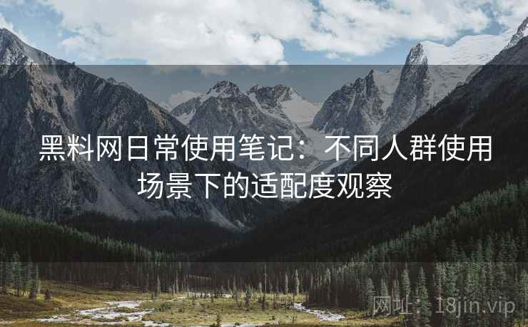 黑料网日常使用笔记：不同人群使用场景下的适配度观察