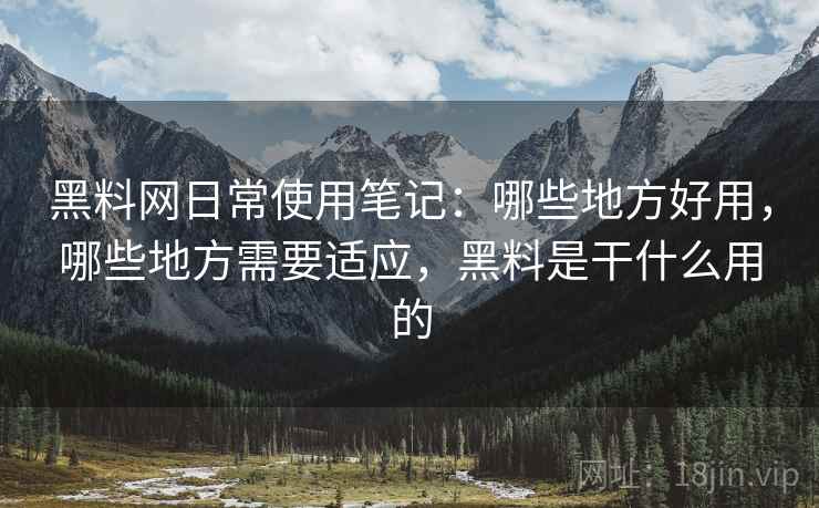 黑料网日常使用笔记：哪些地方好用，哪些地方需要适应，黑料是干什么用的